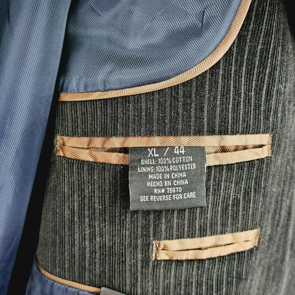 Michael Brandon Blazer Jacket 44 XL Black Corduroy Lined 2 Button Double Vented - Picture 2 of 12